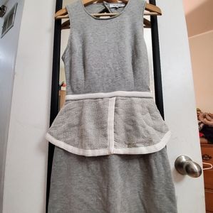 maurie & eve light heather gray backless peplum cotton-blend dress size 8